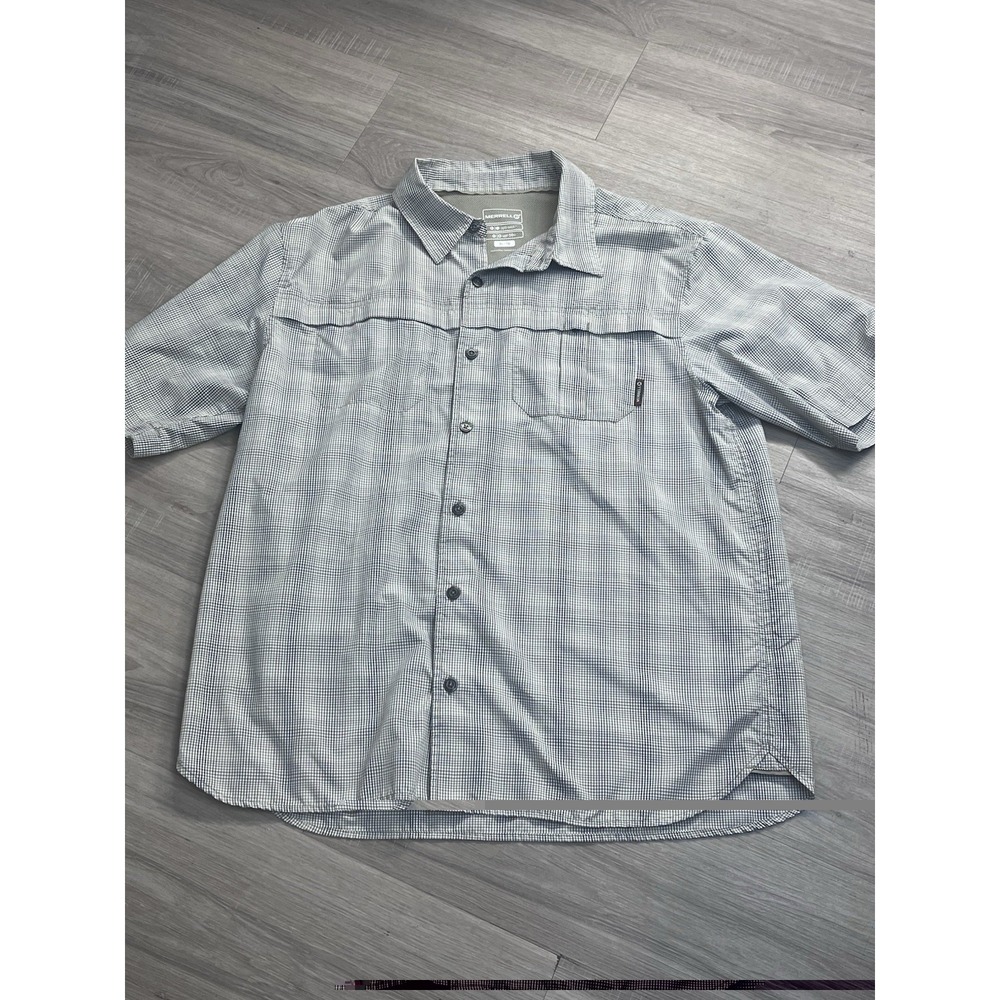 MERRELL Opti Wick UPF 50+ Plaid Short Sleeve Button Vented Shirt‎ Men's XL